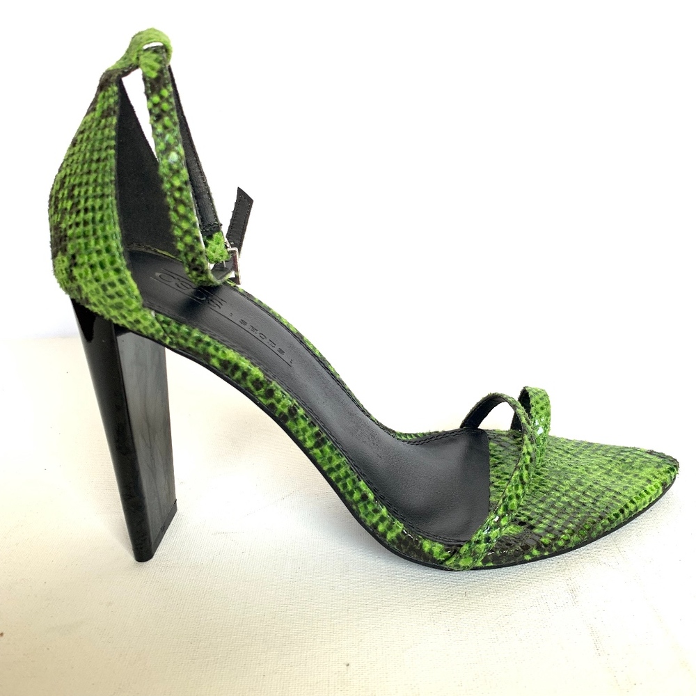 ASOS Design Harper Barely There Snakeskin Sandals